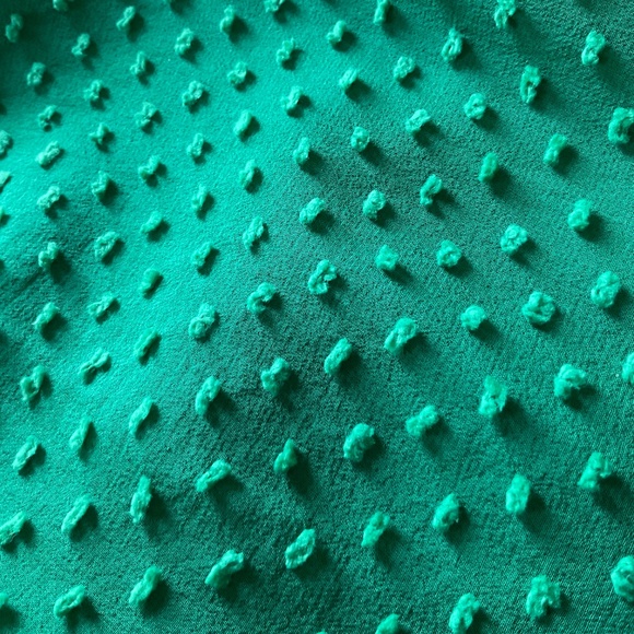 J.Crew Factory Green Sheer Chiffon Swiss DotBlouse Top 3/4 sleeve - Picture 8 of 8